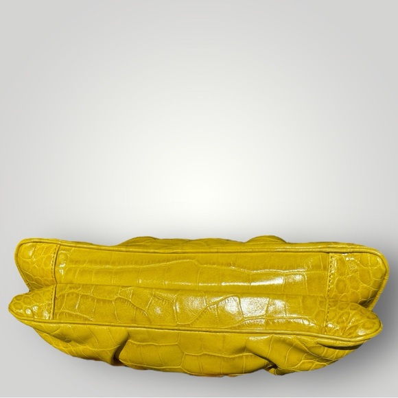 Versace Yellow Crocodile Embossed Leather Shoulder Bag 🌻 - Picture 4 of 9